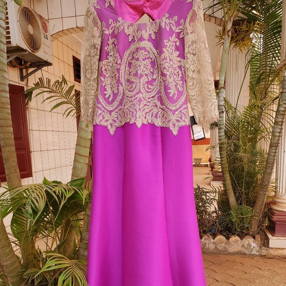 Ana Torres Fuchsia Column Mother of the Bride Taffeta Formal Gown - Picture 3 of 14